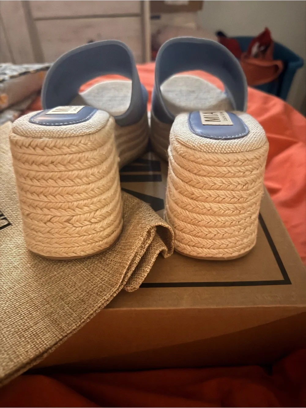 MIA Powder Blue Espadrille Slide Mules